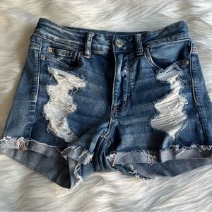 American Eagle High Rise Shortie Jean Shorts